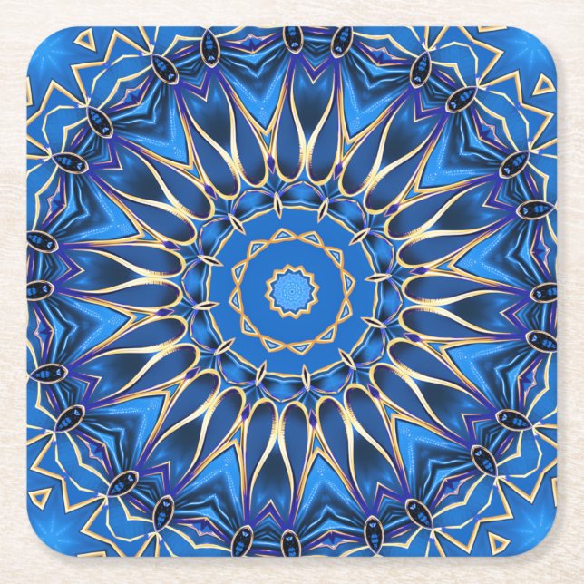 Blå dekorativ semester papper coaster underlägg papper kvadrat (Framsidan)