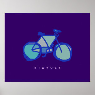 blå dekorativ tryckning av cykel poster