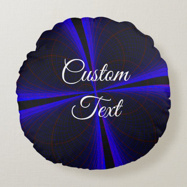 Blå dekorfärg, runda fyllningen Klöver Löv Rund Kudde (Framsidan)