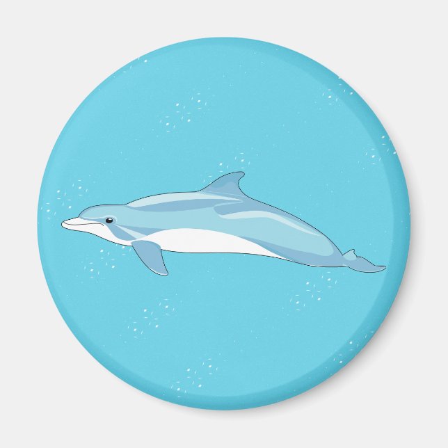 Blå delfin illustration hav design magnet (Framsidan)