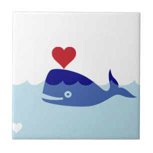 Blå delfin och Vågar Kakelplatta
