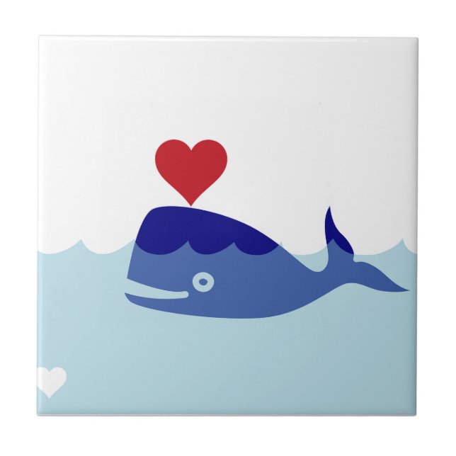 Blå delfin och Vågar Kakelplatta (Framsidan)