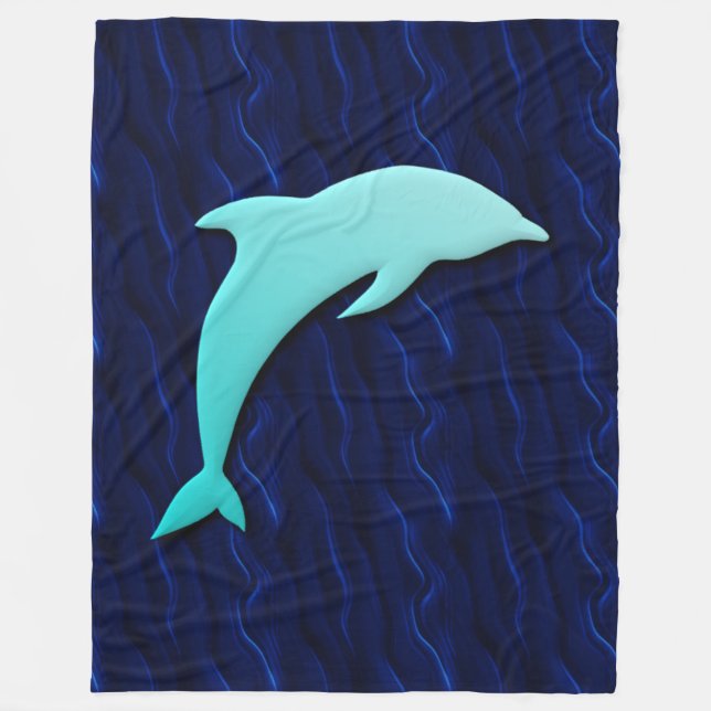 Blå delfin på djupt vatten Blått mönster Fleecefilt (Framsidan)