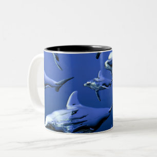 Blå delfin Två-Tonad mugg
