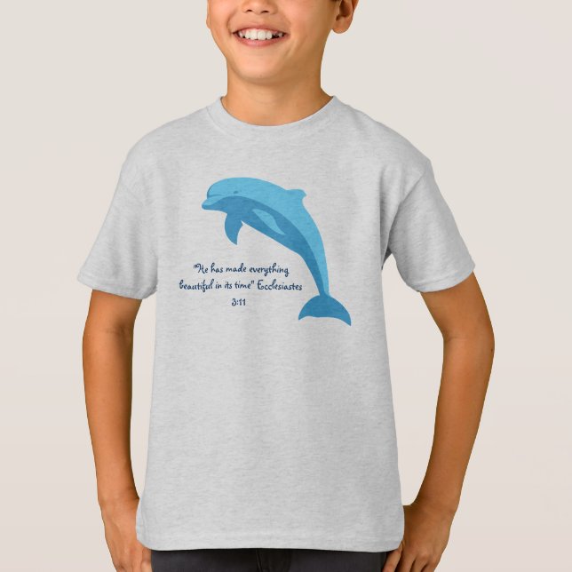 Blå delfindesign med Ecclesiastes bible verse vers T-shirt (Framsida)