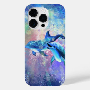 Blå delfiner av familjen Dubple Lycklig