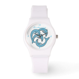 Blå delfiner som cirkulerar Thunder_Cove Armbandsur