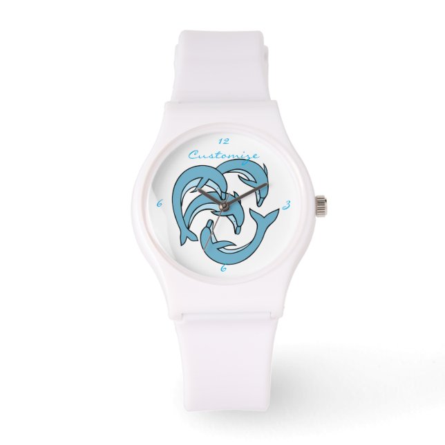 Blå delfiner som cirkulerar Thunder_Cove Armbandsur (Framsida)