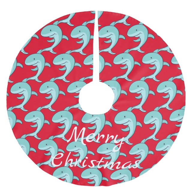 Blå delfiner som leder Thunder_Cove Julgransmatta Borstad Polyester (Framsidan)