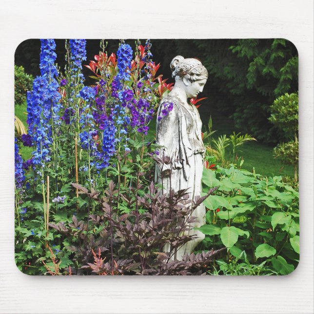 Blå delfinets blomsterträdgård och status musmatta (Framsidan)