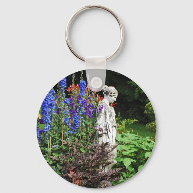 Blå delfinets blomsterträdgård och status nyckelring (Framsida)