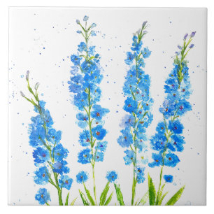 Blå delfinhalt, vattenfärgad elegant, blommigt, ru kakelplatta