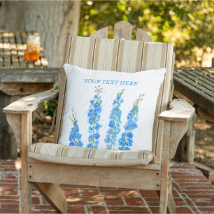 Blå delfinhalt, vattenfärgad elegant, blommigt, ru kudde