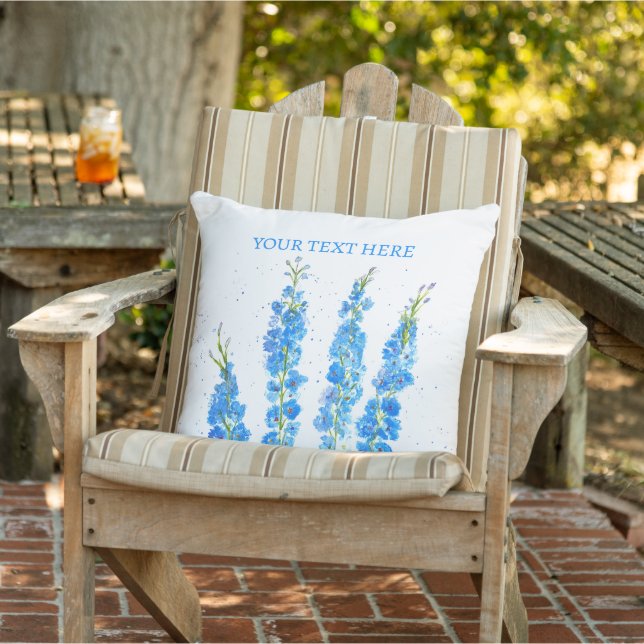 Blå delfinhalt, vattenfärgad elegant, blommigt, ru kudde (Stol)