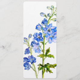 Blå delphinium art bröllop middag Meny