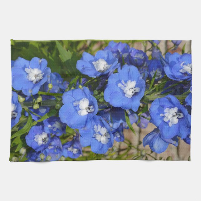 Blå delphinium-blommor kökshandduk (Horisontell)