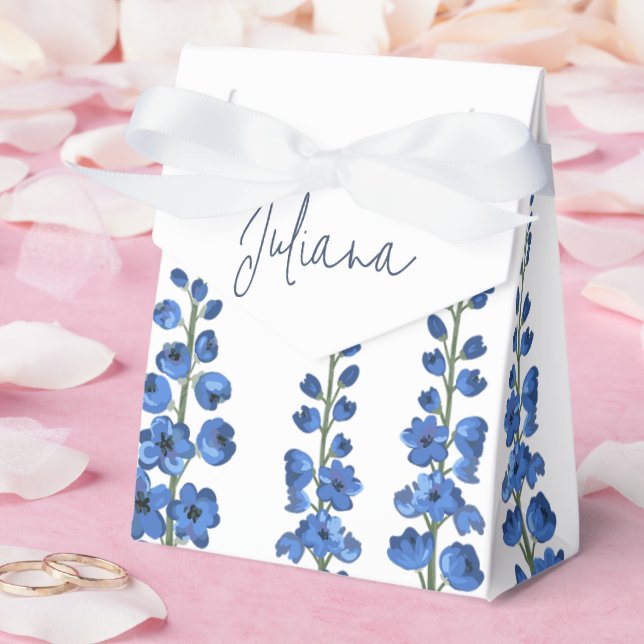 Blå Delphinium Flowers i juli Presentaskar (Bröllop)