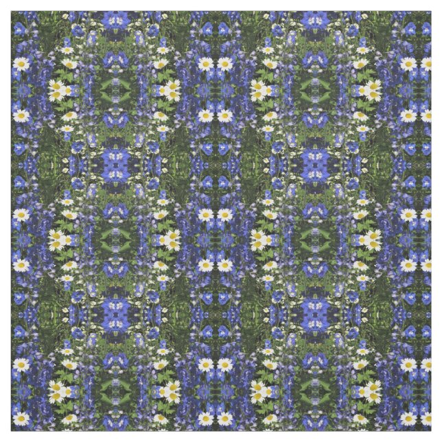 Blå Delphinium i trädgården Tyg (Provkarta)