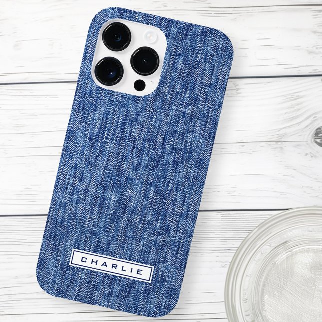 Blå denim-användarnamn (Blue denim custom name Case-Mate iPhone case)