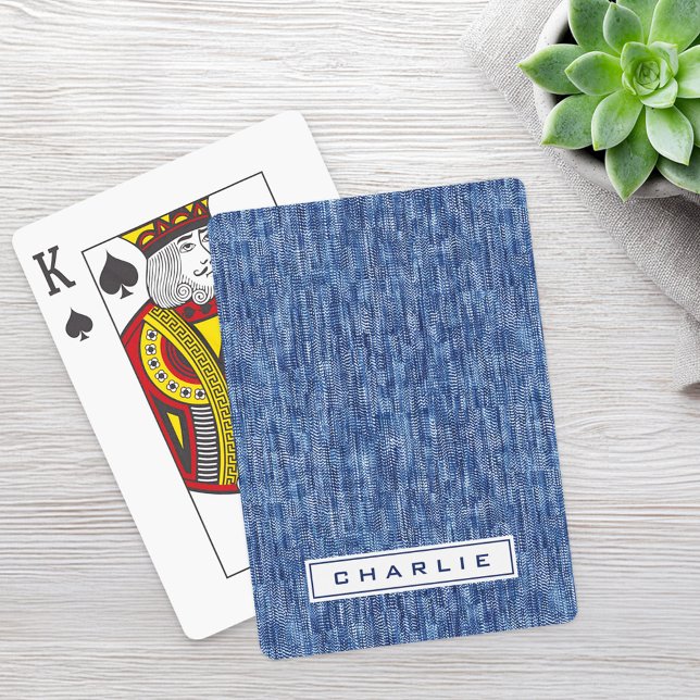 Blå denim-användarnamn casinokort (Blue denim custom name poker cards)