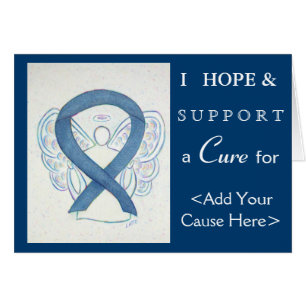 Blå Denim Awareness Ribbon Art Greeting Cards Hälsningskort