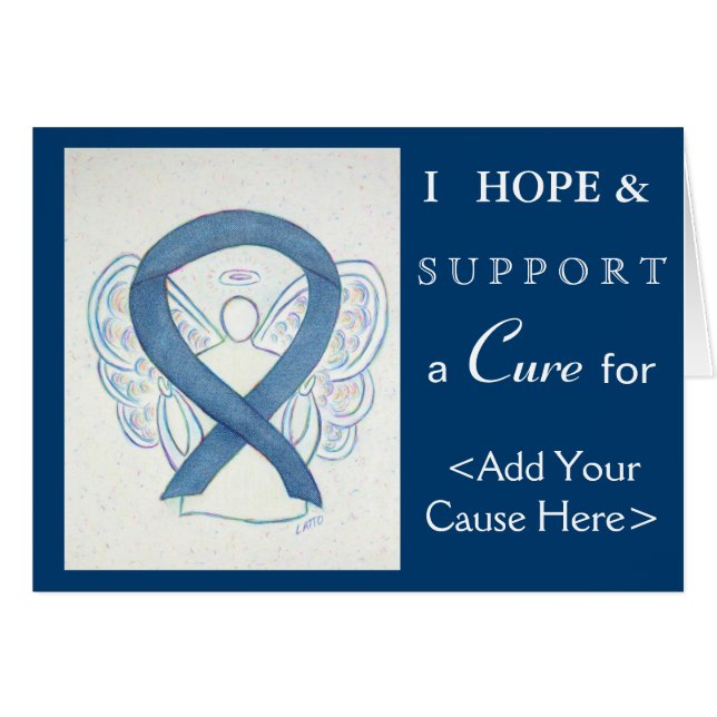 Blå Denim Awareness Ribbon Art Greeting Cards Hälsningskort (Framsidan Horizontal)