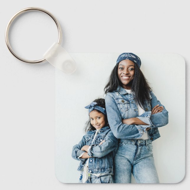 Blå Denim Bästa Faster/Farmor Någonsin Foto Nyckelring (Framsida)