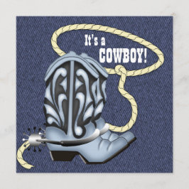 Blå Denim Cowboy Baby Shower Inbjudningar