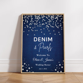 Blå denim Diamonds Pearls Couppes välkomstsida Poster