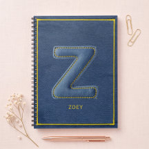 Blå Denim Falskt Sytt Lapp Bokstav Z Monogram