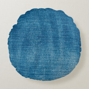 Blå denim jeans struktur närmar sig. Blå denim jea Rund Kudde