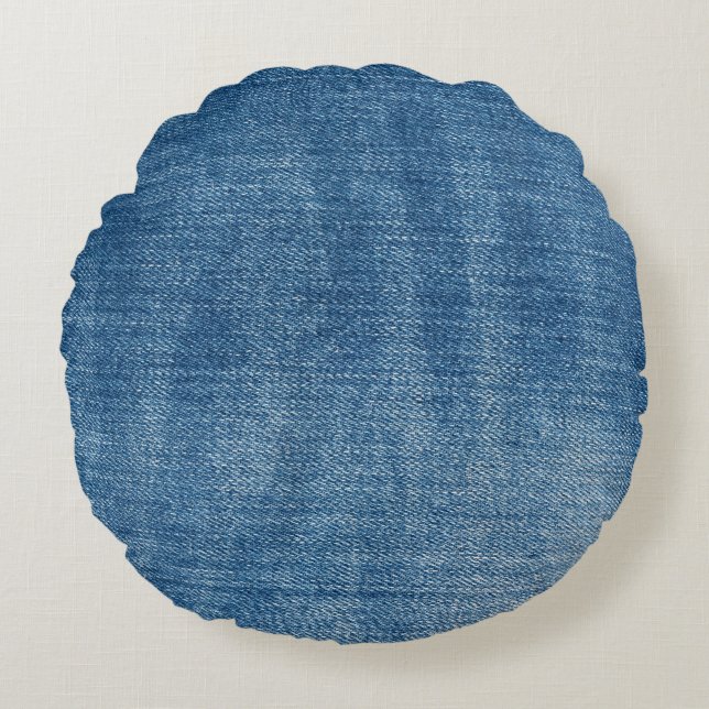 Blå denim jeans struktur rund kudde (Framsidan)