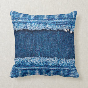 Blå denim jeans tyg struktur kudde