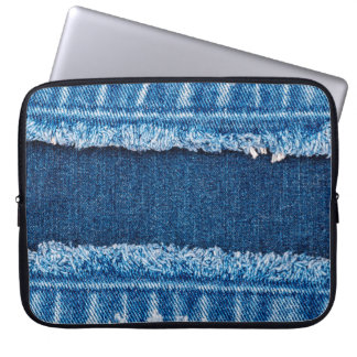 Blå denim jeans tyg struktur laptop fodral