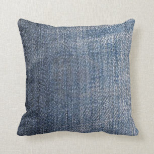 Blå denim jeans-väv struktur kudde