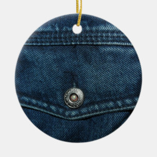 Blå denim Pocket Julgransprydnad Keramik