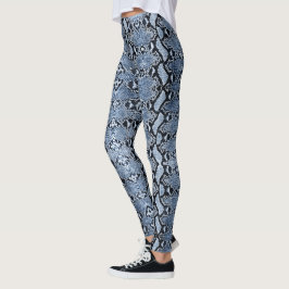 Blå denim Python Snakeskin Leggings