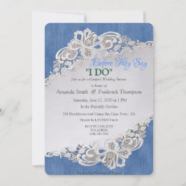 Blå Denim, snöre och ivorianska pärlor Inbjudningar