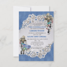 Blå Denim, spets - Kostym smycke Inbjudningar