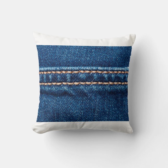 Blå denim struktur med syreförslutning, Jeans Kudde (Framsida)