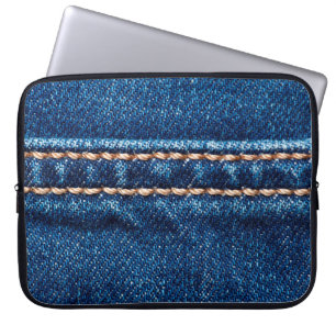 Blå denim struktur med syreförslutning, Jeans Laptop Fodral