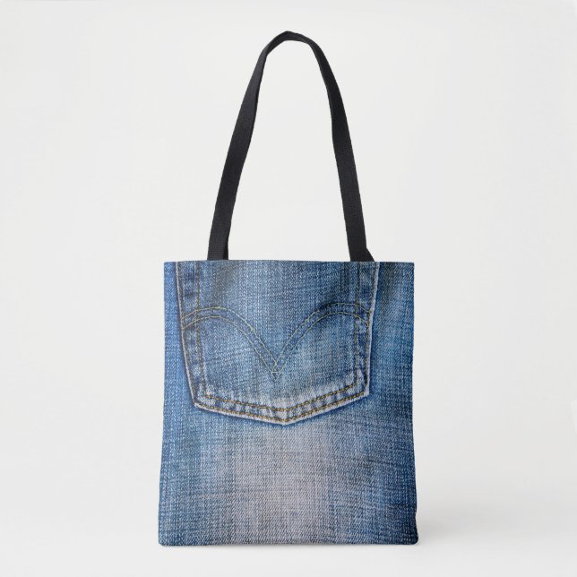 Blå denim tygkasse (Framsida)