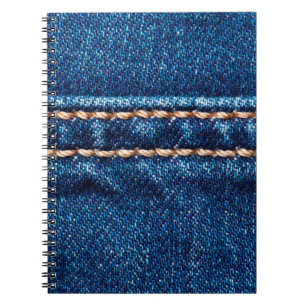 Blå denimstruktur med stygnlinje närbild, Jeans Anteckningsbok