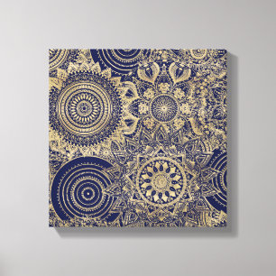 Blå design för guld Mandala-samlingen Canvastryck