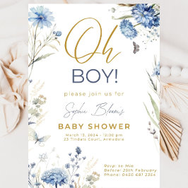 Blå designmall Ba för Baby Shower-inbjudan Boy Inbjudningar