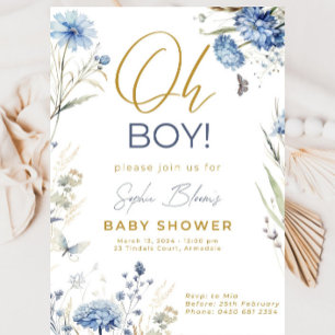 Blå designmall Ba för Baby Shower-inbjudan Boy Inbjudningar