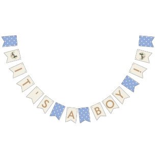 Blå Det är en pojke Baby Shower Gräsand Vimplar