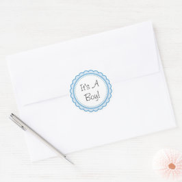 Blå Det är en pojke Baby Shower Inbjudan Party Runt Klistermärke