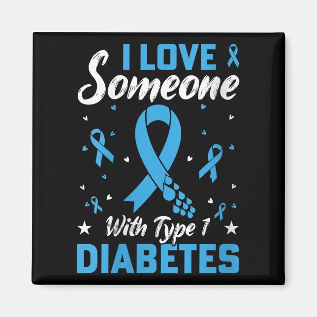Blå diabetes Kärlek för unga kvinnor typ 1 Magnet (Framsidan)