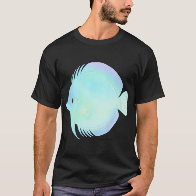 Blå Diamant Discus Fisk T Shirt (Framsida)